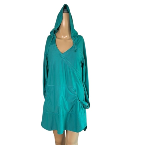 Athleta hoodie dress, turquoise ,med ,lightweight ,athleisure - Picture 2 of 11